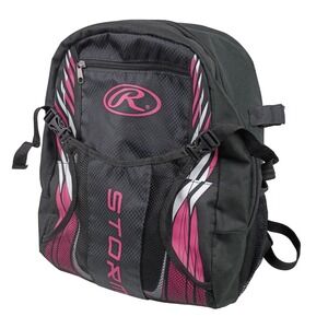 Rawlings Storm Black Pink Backpack Sports School Travel Utility Bag Adjustable